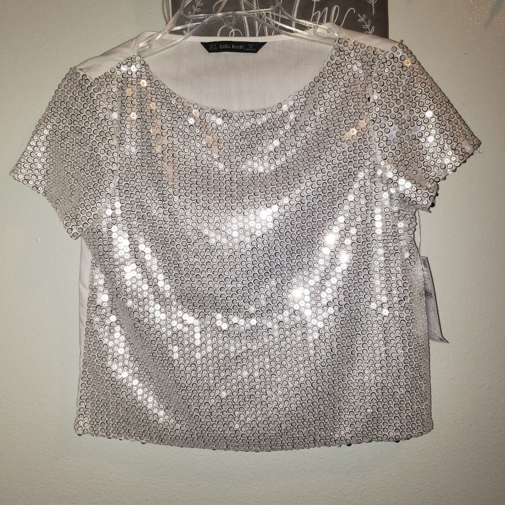 New Zara Basic sequins top